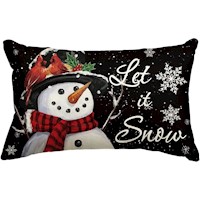 Avoin funda de cojín decorativa con muñeco de nieve de 30 x 50 cm | Negra